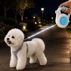 Boneroshop Rechargeable Light-Up Retractable Dog Leash for Night Walks - Helps Small Dogs Stay Visible & Easy to Control