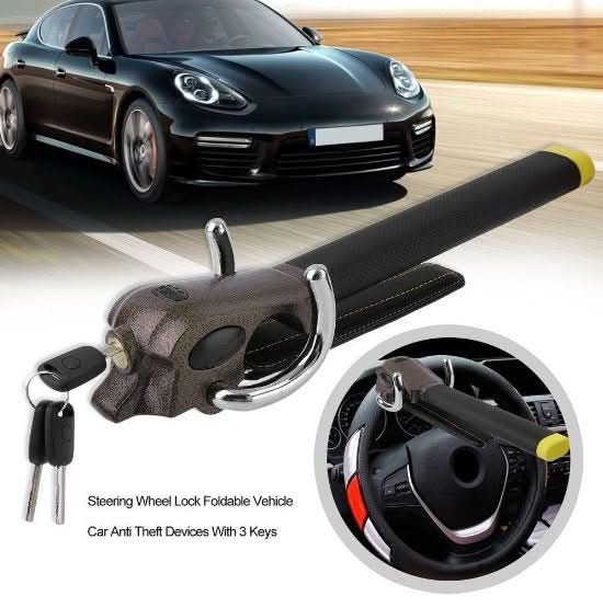 LockShield Premium Steering Wheel Lock with Triple Locking & Alarm