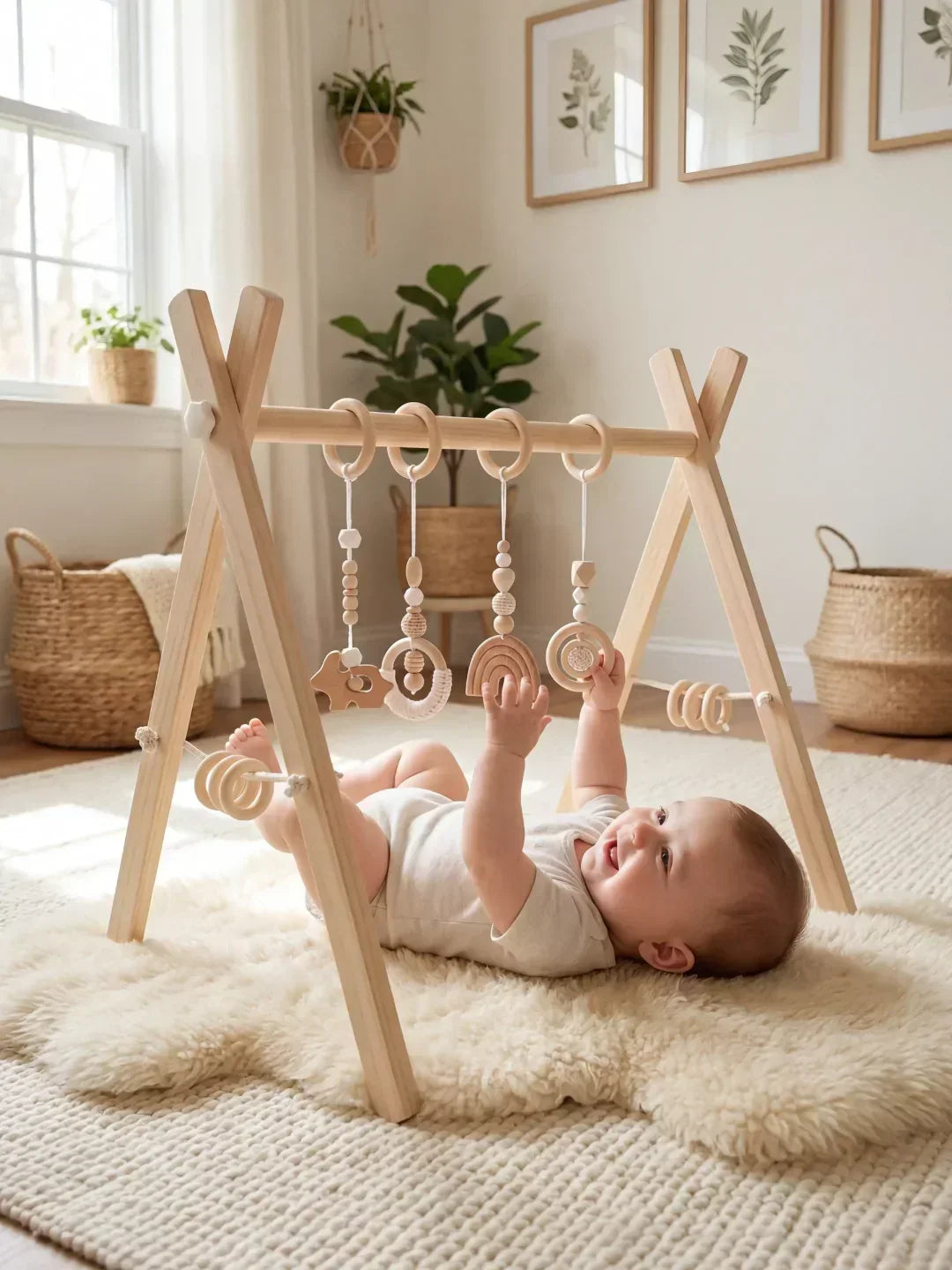 Long-Lasting Wooden Activity Arch – Sensory Toy Gym for Ages 0–3