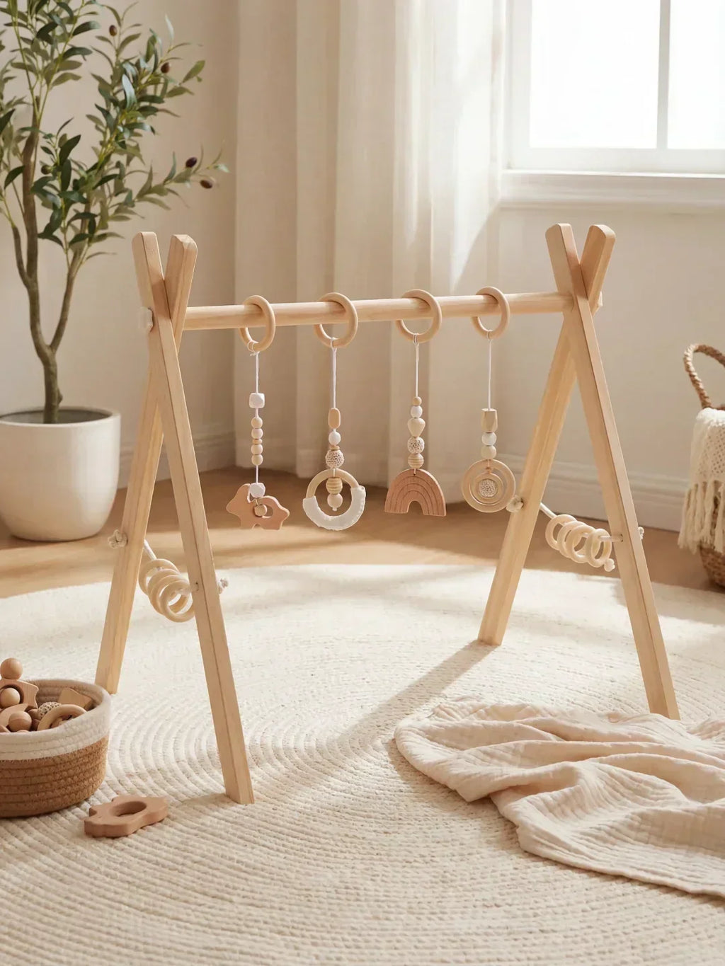 Long-Lasting Wooden Activity Arch – Sensory Toy Gym for Ages 0–3
