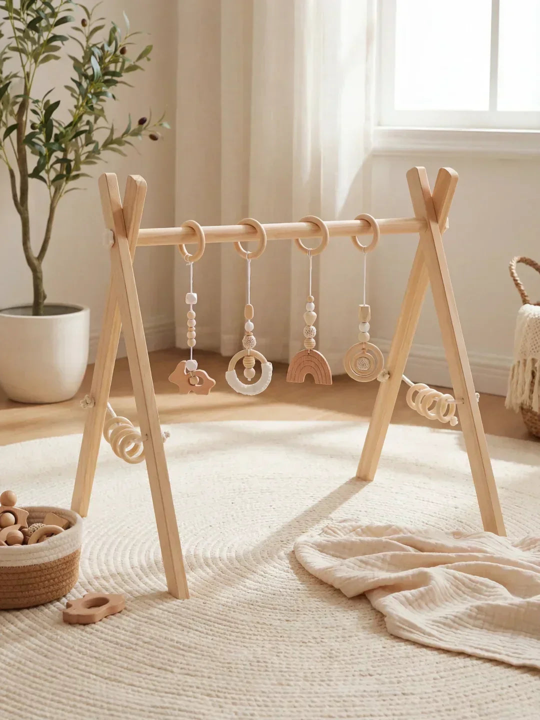 Long-Lasting Wooden Activity Arch – Sensory Toy Gym for Ages 0–3