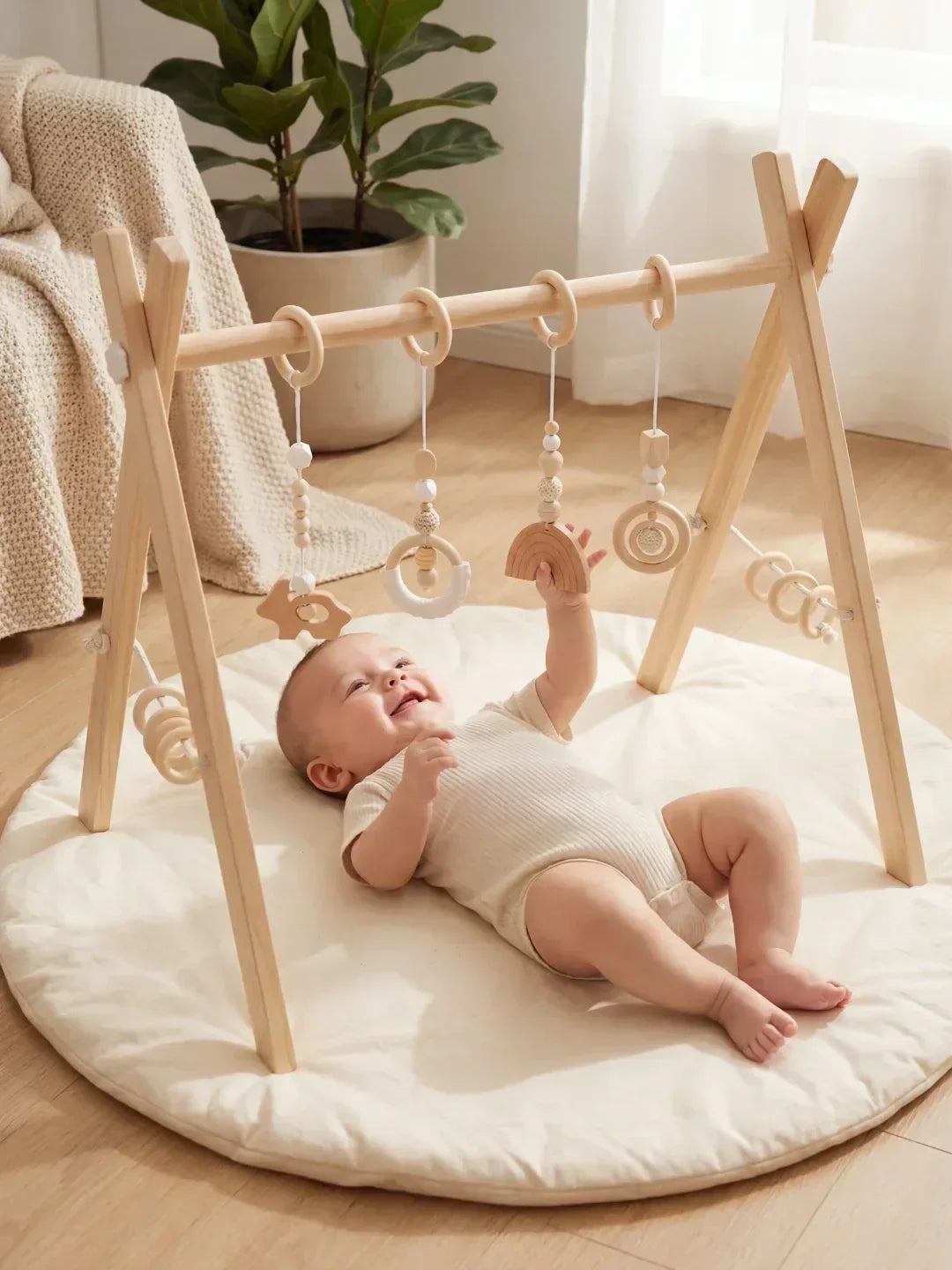 Long-Lasting Wooden Activity Arch – Sensory Toy Gym for Ages 0–3