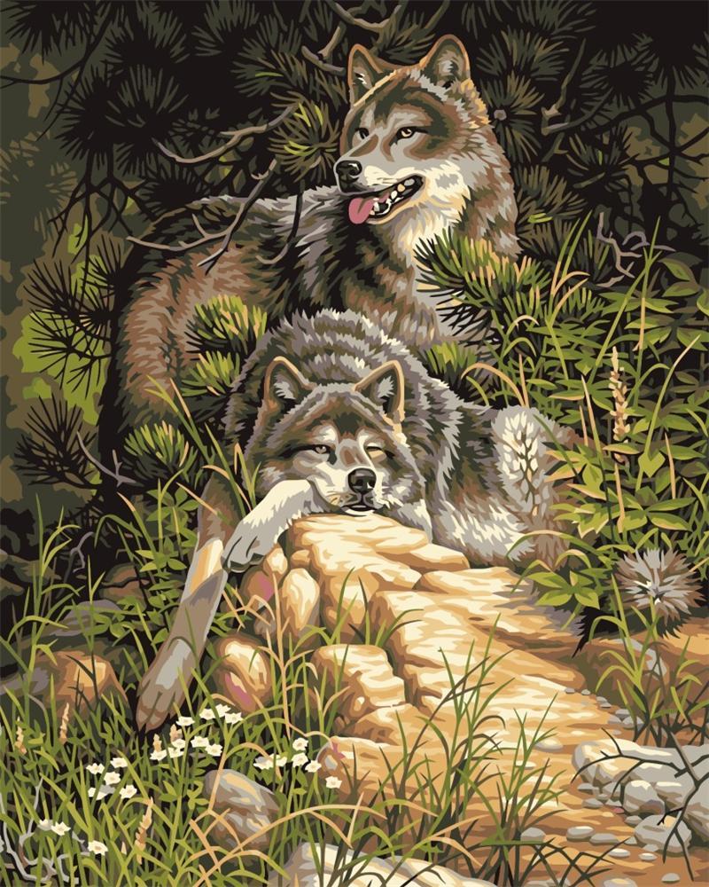 Lounging Wolves – Van-Go Paint-By-Number Kit