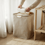 LuxeFold Hamper – Elegant Cotton-Linen Laundry Organiser