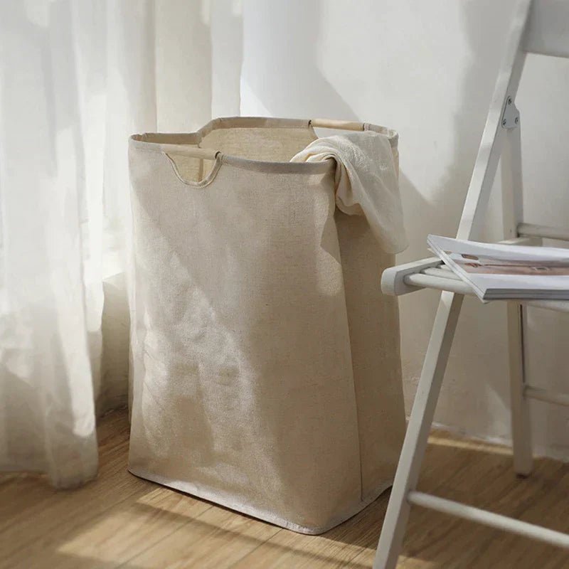 LuxeFold Hamper – Elegant Cotton-Linen Laundry Organiser