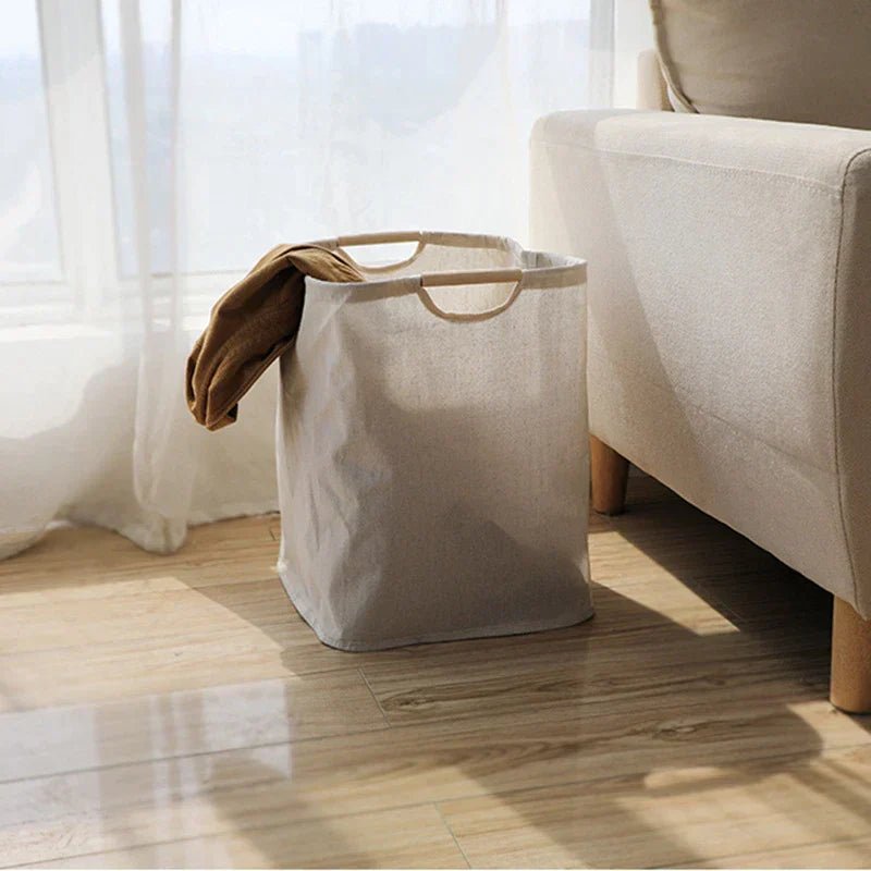 LuxeFold Hamper – Elegant Cotton-Linen Laundry Organiser