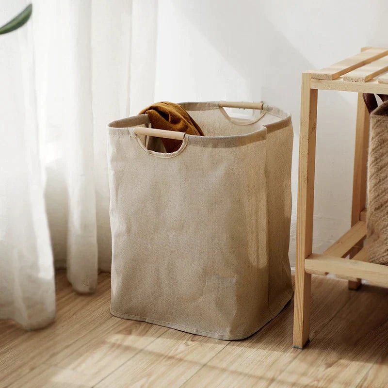 LuxeFold Hamper – Elegant Cotton-Linen Laundry Organiser
