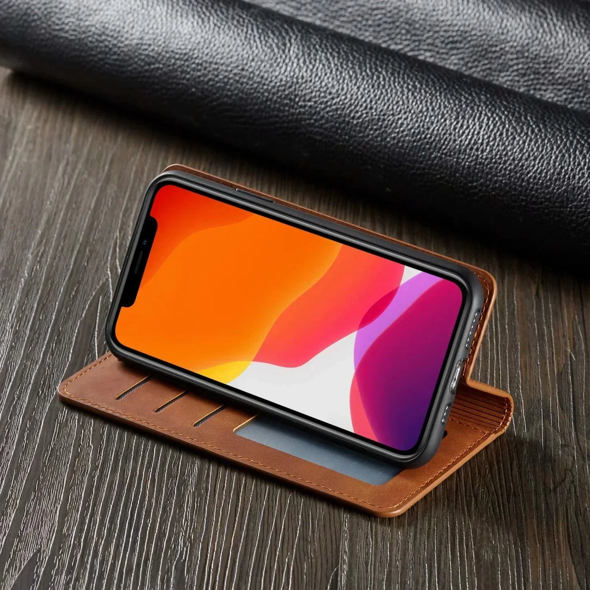 Magnetic leather iPhone case for stylish protection
