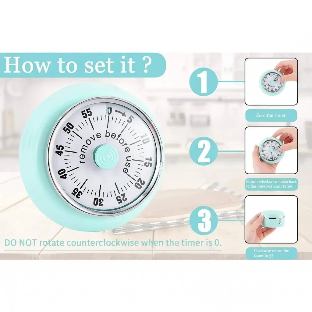 Magnetic Timer | Extra-Loud Alarm & Easy-to-Read Display | 60-Minute