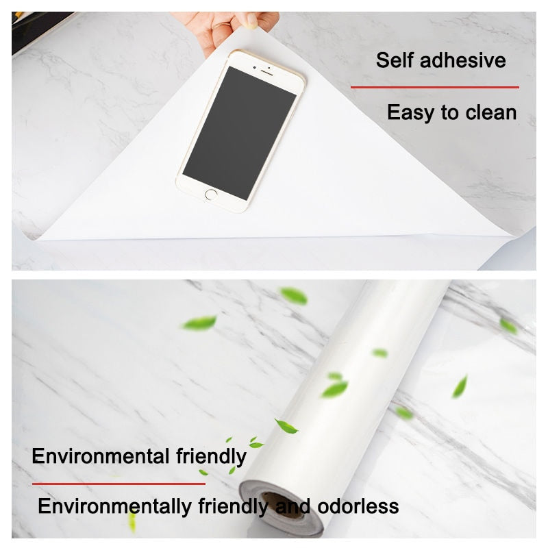 Marble effect self-adhesive waterproof wallpaper
