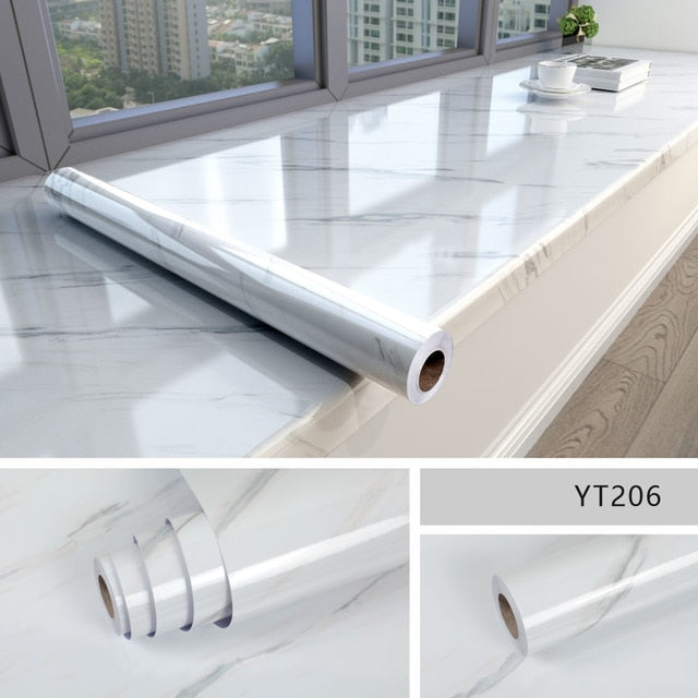 Marble effect self-adhesive waterproof wallpaper
