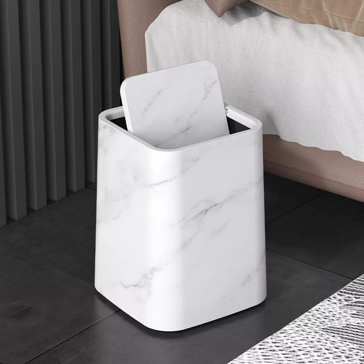 Marble Trash Can | Elegant Swivel Lid | Boneroshop