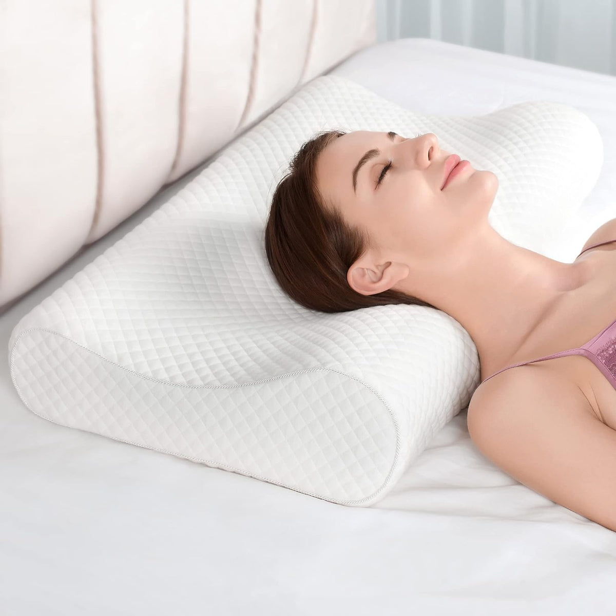 Memory Foam Pillow | Contoured Dual-Height Support | Removable Cover