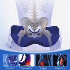 Memory foam seat cushion, ergonomic chair cushion with coccyx cut-out, washable cover and non-slip base, 43 x 36 x 8 cm