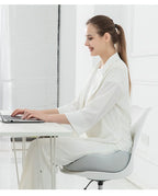 Memory foam seat cushion, ergonomic chair cushion with coccyx cut-out, washable cover and non-slip base, 43 x 36 x 8 cm