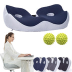 Memory foam seat cushion, ergonomic chair cushion with coccyx cut-out, washable cover and non-slip base, 43 x 36 x 8 cm