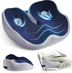 Memory foam seat cushion, ergonomic chair cushion with coccyx cut-out, washable cover and non-slip base, 43 x 36 x 8 cm