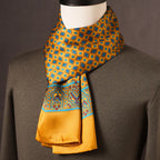 Men's 100% Mulberry Silk Scarf, Double Layer, Polka Dot Pattern, 160 cm
