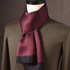 Men's 100% Mulberry Silk Scarf, Double Layer, Polka Dot Pattern, 160 cm