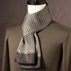 Men's 100% Mulberry Silk Scarf, Double Layer, Polka Dot Pattern, 160 cm