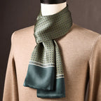 Men's 100% Mulberry Silk Scarf, Double Layer, Polka Dot Pattern, 160 cm