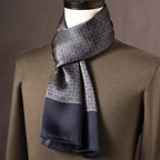 Men's 100% Mulberry Silk Scarf, Double Layer, Polka Dot Pattern, 160 cm