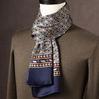 Men's 100% Mulberry Silk Scarf, Double Layer, Polka Dot Pattern, 160 cm