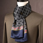 Men's 100% Mulberry Silk Scarf, Double Layer, Polka Dot Pattern, 160 cm
