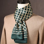 Men's 100% Mulberry Silk Scarf, Double Layer, Polka Dot Pattern, 160 cm