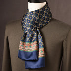 Men's 100% Mulberry Silk Scarf, Double Layer, Polka Dot Pattern, 160 cm