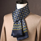 Men's 100% Mulberry Silk Scarf, Double Layer, Polka Dot Pattern, 160 cm