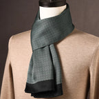Men's 100% Mulberry Silk Scarf, Double Layer, Polka Dot Pattern, 160 cm