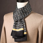 Men's 100% Mulberry Silk Scarf, Double Layer, Polka Dot Pattern, 160 cm