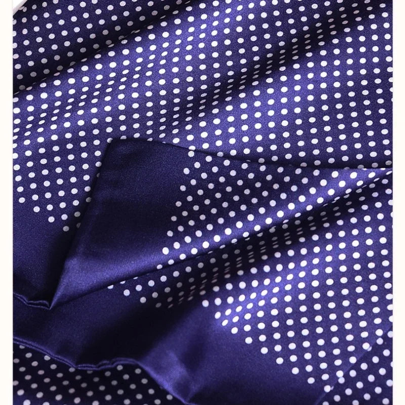 Men's 100% Mulberry Silk Scarf, Double Layer, Polka Dot Pattern, 160 cm