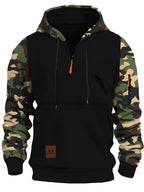 Men's Athletic Hooded Jacket with Camouflage Sleeves