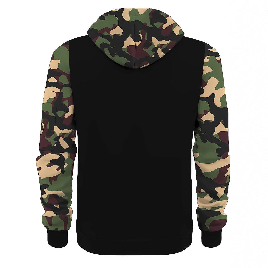 Men's Athletic Hooded Jacket with Camouflage Sleeves