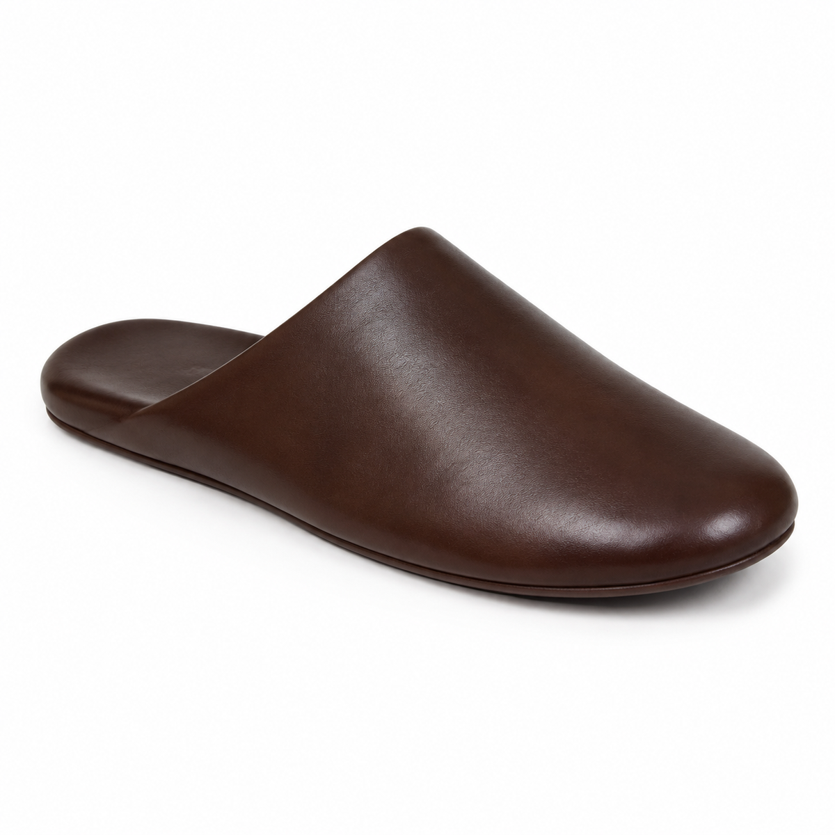 Men's dark brown slip-on slippers with firm sole