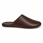 Men's dark brown slip-on slippers with firm sole
