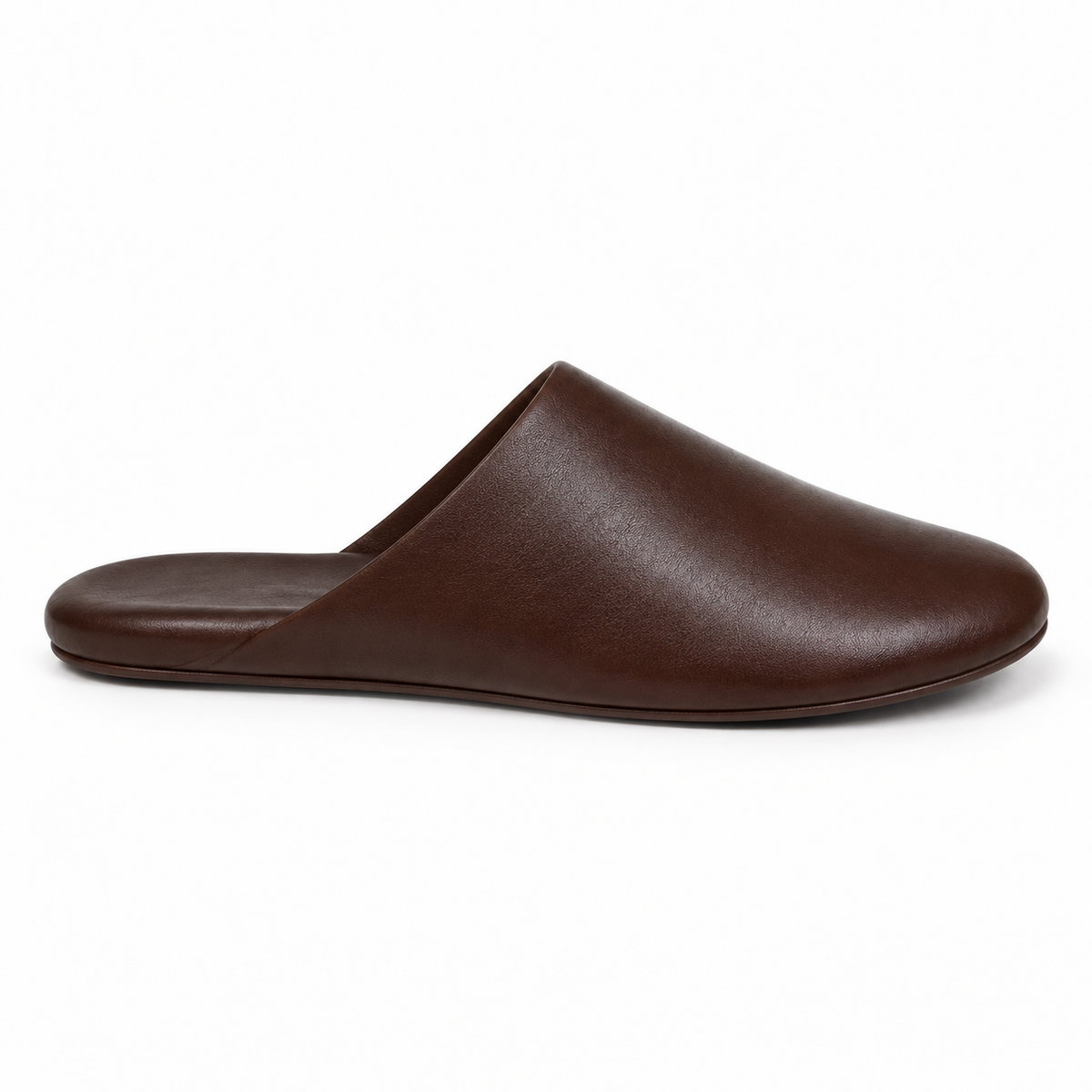 Men's dark brown slip-on slippers with firm sole