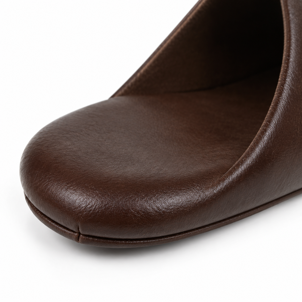 Men's dark brown slip-on slippers with firm sole