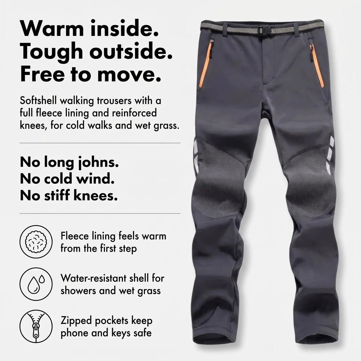Men's Fleece-Lined Water-Resistant Hiking Trousers