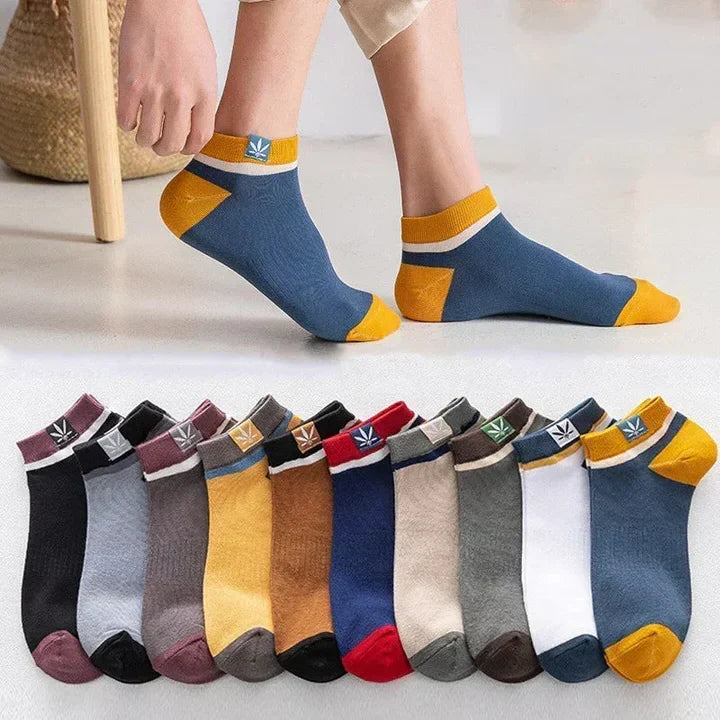 Men's Low-Cut Ankle Socks, Breathable Cotton Blend, Moisture-Wicking