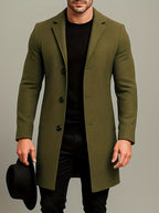 Men's Mid-Length Tweed Overcoat