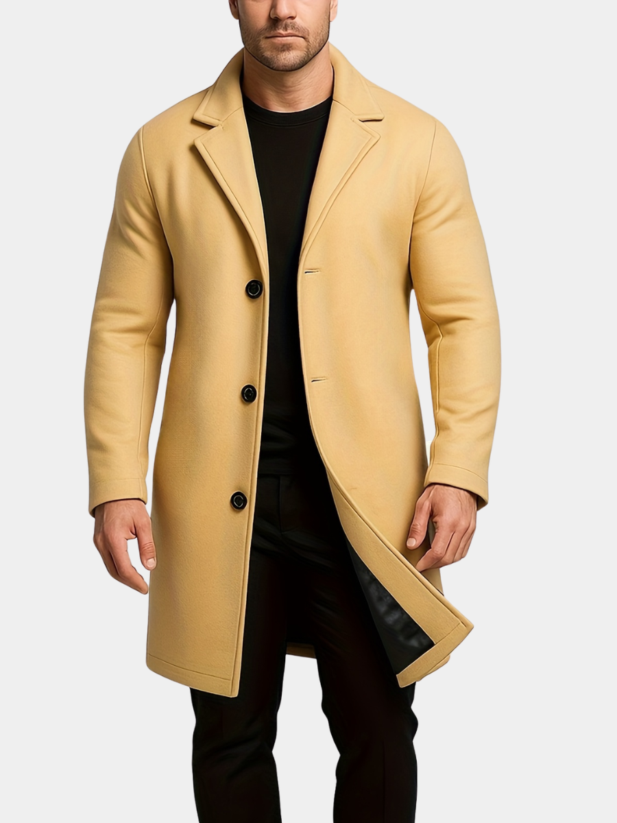 Men's Mid-Length Tweed Overcoat
