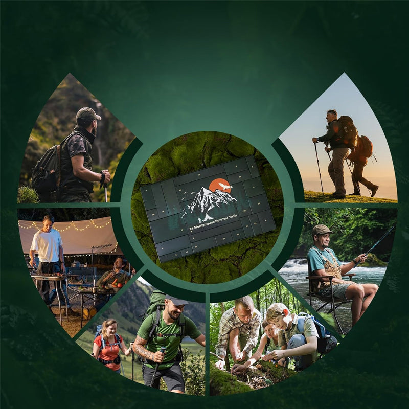 Men's Outdoor Survival Gear Advent Calendar 24 Day Camping Tool Gift