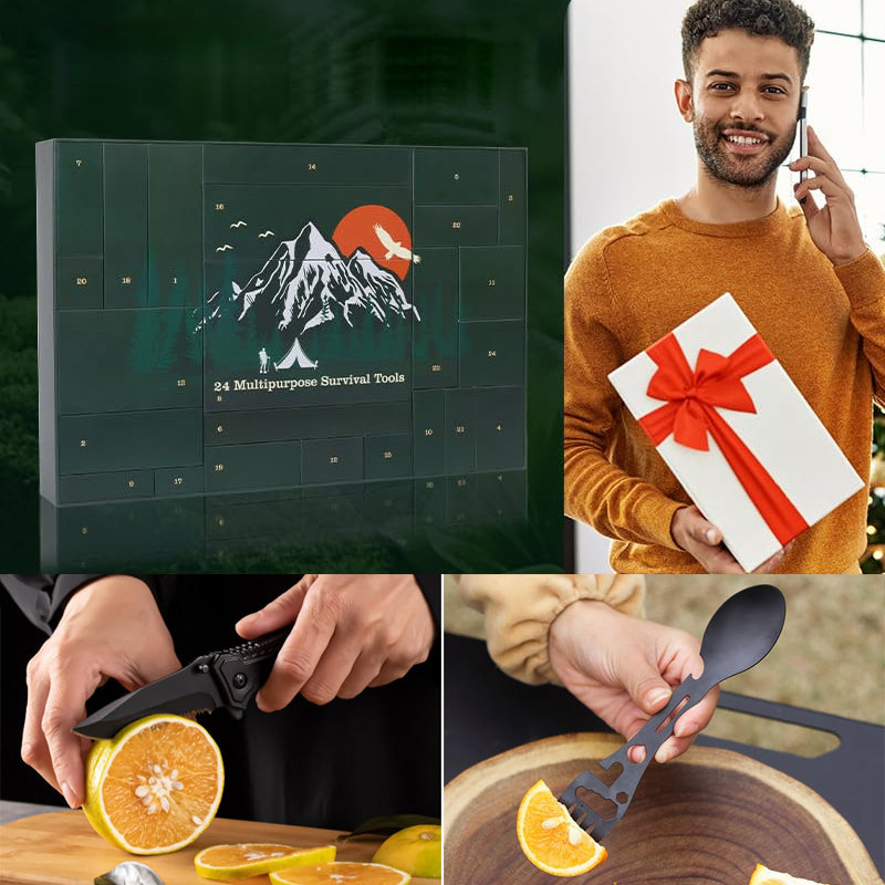 Men's Outdoor Survival Gear Advent Calendar 24 Day Camping Tool Gift