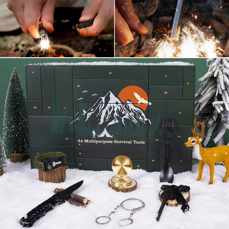 Men's Outdoor Survival Gear Advent Calendar 24 Day Camping Tool Gift
