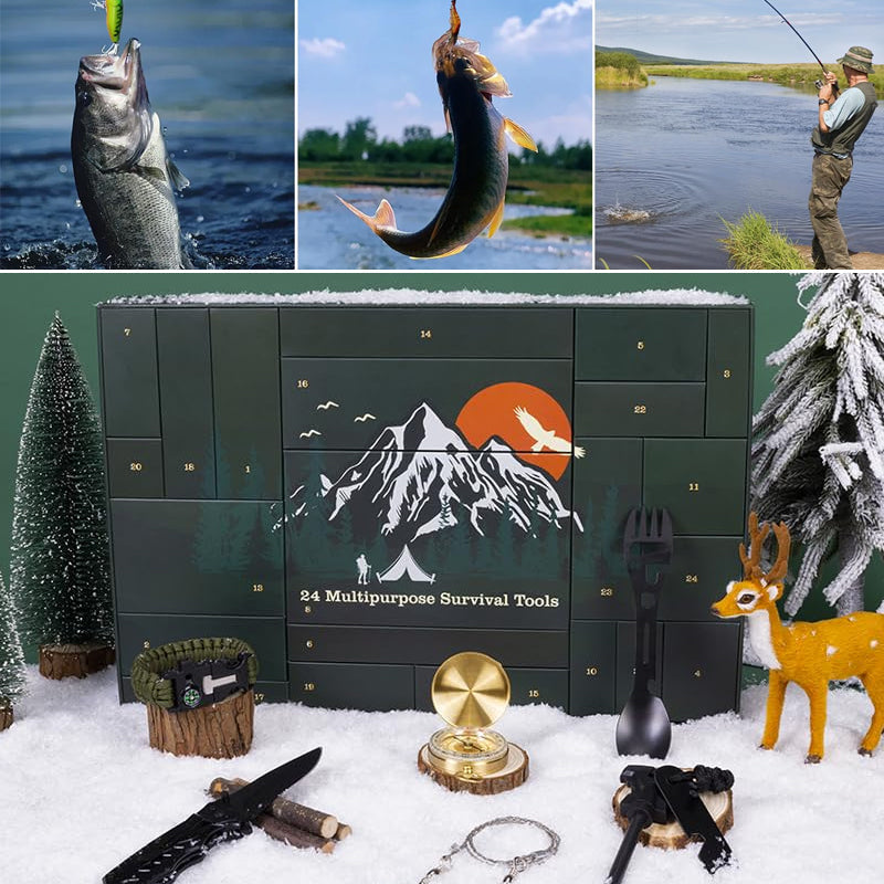 Men's Outdoor Survival Gear Advent Calendar 24 Day Camping Tool Gift
