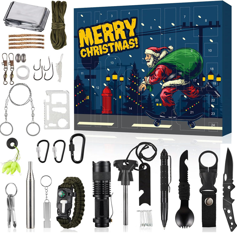 Men's Outdoor Survival Gear Advent Calendar 24 Day Camping Tool Gift