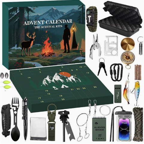 Men's Outdoor Survival Gear Advent Calendar 24 Day Camping Tool Gift